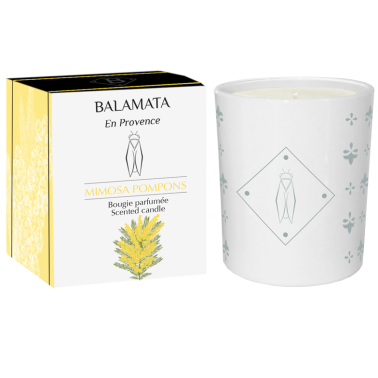 Mimosa Pompons Bougie parfumée 200g et son décors ''La Provenciale By B''